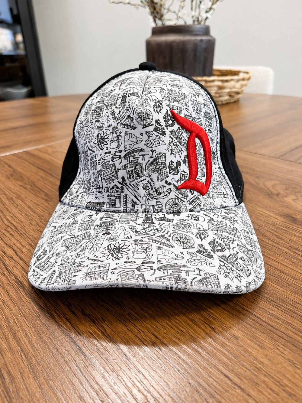 Disney Parks Disneyland Map Attractions Snapback Hat Red Embroidered D Logo Cap